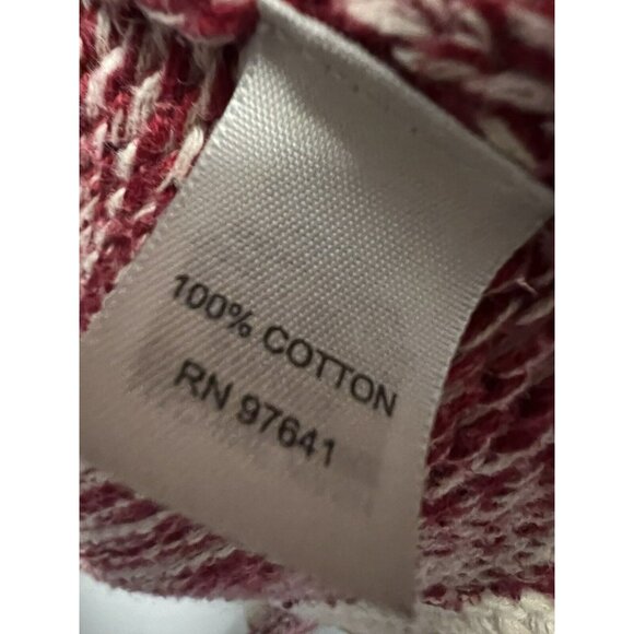 J.Jill‎ Cardigan M Women's Sweater Red Full Zip Warm Crochet Knit Cotton - Picture 5 of 6